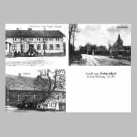 073-0005 Alte Postkarte von Petersdorf. Sie zeigt das Gasthaus Joseph in der Dorfstrasse, die Kirche und die Schule.jpg